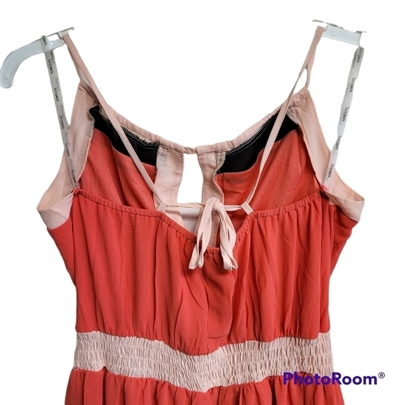 Lucy Paris Peach And Orange-Coral Flowy Maxi Dress - Picture 4 of 10